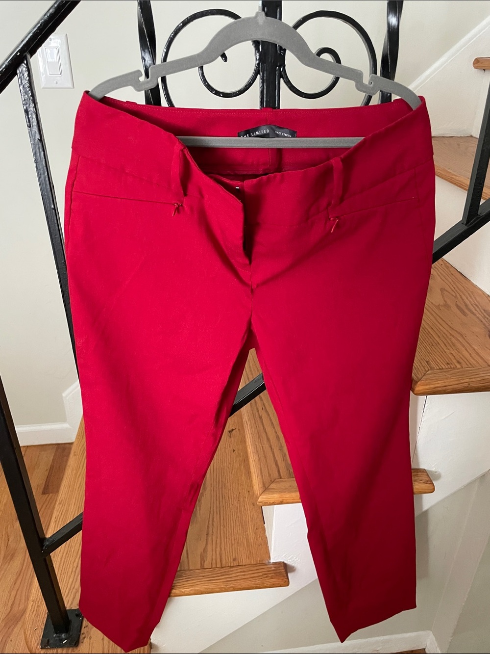 The Limited Red Cropped Slim Pants
